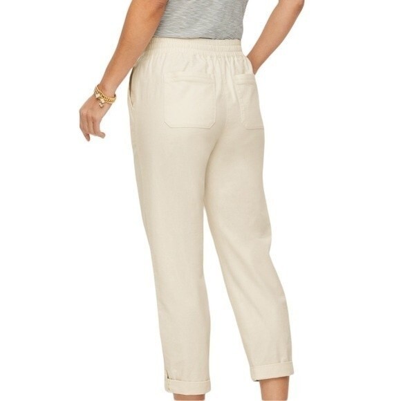 Talbots "Easy Slim Leg Crop Pants" Pull On Elastic Drawstring Button Tab Cuffs - Picture 2 of 16